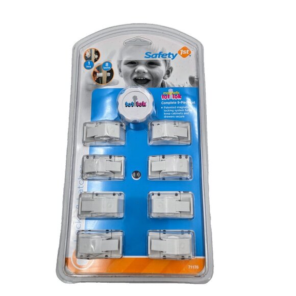 Safety 1st Magnetic Tot Lock Complete 9 Piece Set White 8 Locks 1 Key New Sealed - Picture 1 of 10